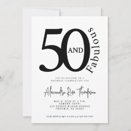 Minimal 50 och fantastisk skrift 50-årsfest inbjudningar