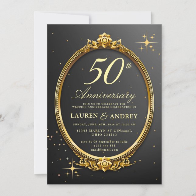 Minimal 50th Wedding Anniversary Invitation Inbjudningar (Framsida)