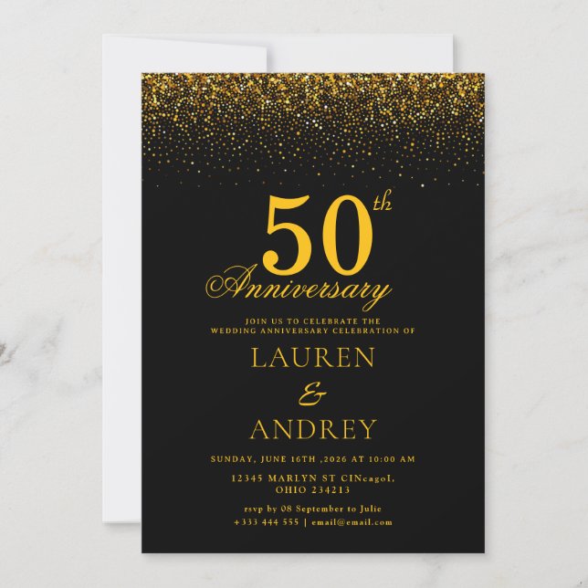 Minimal 50th Wedding Anniversary Invitation Inbjudningar (Framsida)