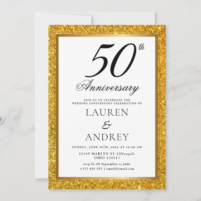 Minimal 50th Wedding Anniversary Invitation Inbjudningar (Framsida)