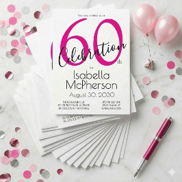 Minimal 60-årsfirande Rosa 60-årsfest Inbjudningar