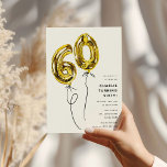 Minimal 60-bitars Guld 60-Födelsedagsfest Inbjudningar<br><div class="desc">Vänner och familj i inbjudan till en 60:e födelsedagsfest med denna minimalistiska utformning. Med guld helium nummer 60 ballonger på en klassisk vit bakgrund och en enkel modern mall som är enkel att anpassa med din egen händelseinformation.</div>
