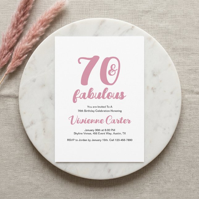 Minimal 70 och fantastisk 70-årsfest inbjudningar (Minimal Seventy and Fabulous 70th Birthday Party Invitation)