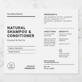 Minimal 8 OZ bad & kropps Vattentät Produktetikett