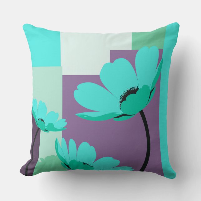 Minimal Abstract Floral Color Therapy Pillow Kudde (Framsida)