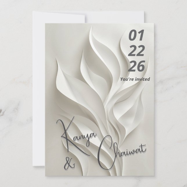 Minimal Abstract Wedding Invitation  Inbjudningar (Framsida)