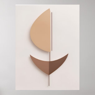 Minimal Abstrakt Brown Boho Contemporary AI Art Poster