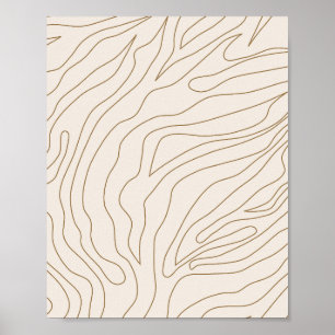 Minimal Abstrakt Cream White och Guld Poster