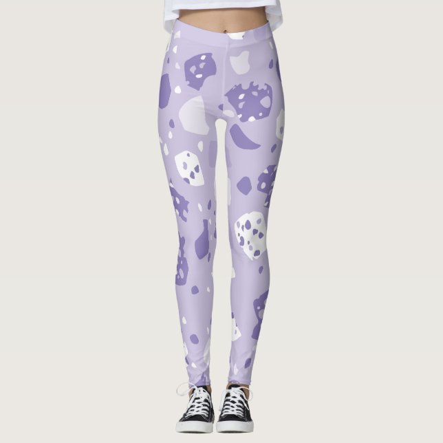 Minimal abstrakt lila mönster leggings (Framsida)