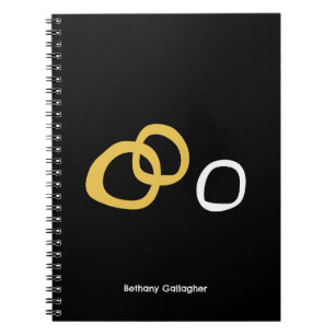 Minimal Abstrakt - Organic Guld & White Ringar Anteckningsbok