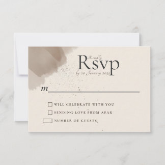 Minimal abstrakt pensel- och bläckbröllop RSVP OSA Kort