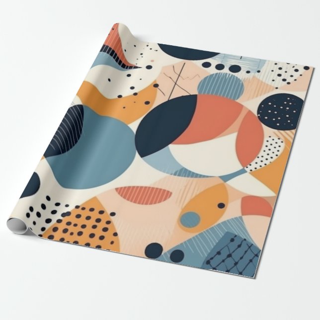 Minimal Abstrakt Sömlös Mönster - Geometrisk (10) Presentpapper (Utrullad)