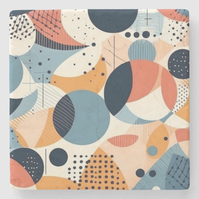 Minimal Abstrakt Sömlös Mönster - Geometrisk (10) Stenunderlägg (Framsidan)