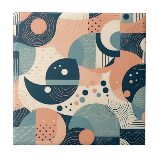 Minimal Abstrakt Sömlös Mönster - Geometrisk (11) Kakelplatta (Framsidan)