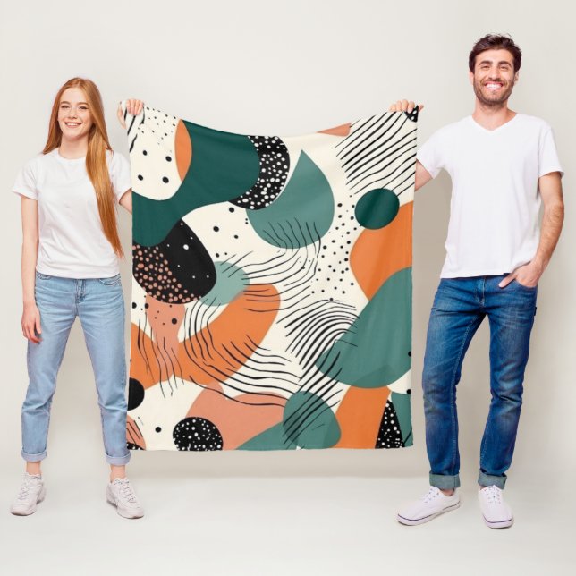 Minimal Abstrakt Sömlös Mönster - Geometrisk (12) Fleecefilt (På plats)