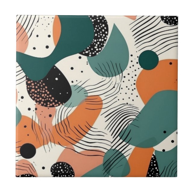 Minimal Abstrakt Sömlös Mönster - Geometrisk (12) Kakelplatta (Framsidan)