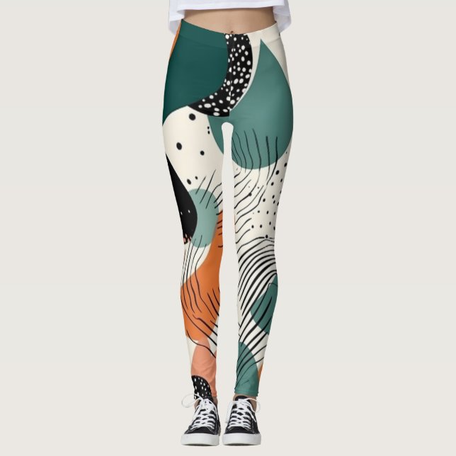 Minimal Abstrakt Sömlös Mönster - Geometrisk (12) Leggings (Framsida)