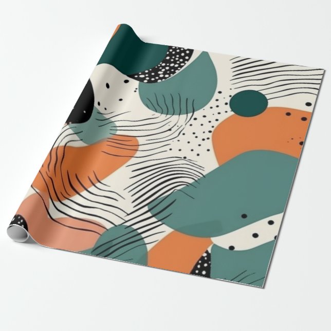 Minimal Abstrakt Sömlös Mönster - Geometrisk (12) Presentpapper (Utrullad)