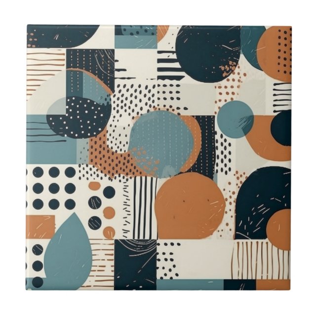 Minimal Abstrakt Sömlös Mönster - Geometrisk (14) Kakelplatta (Framsidan)