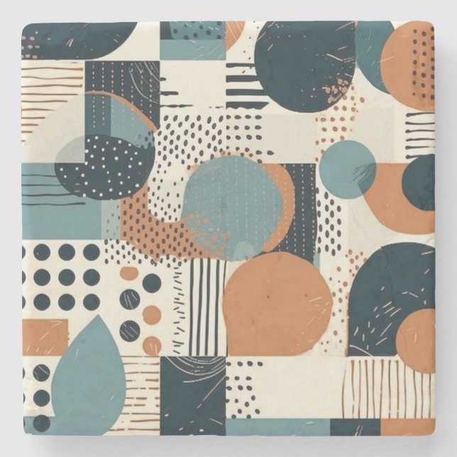 Minimal Abstrakt Sömlös Mönster - Geometrisk (14) Stenunderlägg (Framsidan)