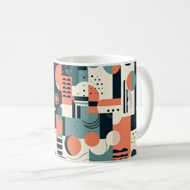 Minimal Abstrakt Sömlös Mönster - Geometrisk (1) Kaffemugg (Framsida höger)