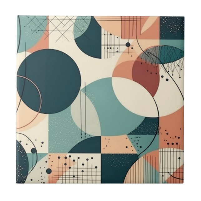 Minimal Abstrakt Sömlös Mönster - Geometrisk (2) Kakelplatta (Framsidan)