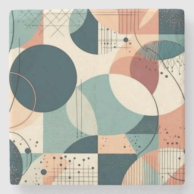 Minimal Abstrakt Sömlös Mönster - Geometrisk (2) Stenunderlägg (Framsidan)