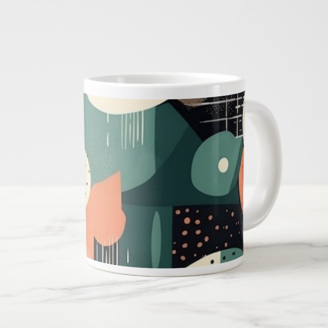 Minimal Abstrakt Sömlös Mönster - Geometrisk (4) Jumbo Mugg (Framsida höger)