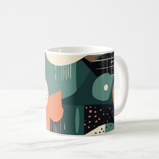 Minimal Abstrakt Sömlös Mönster - Geometrisk (4) Kaffemugg (Framsida höger)