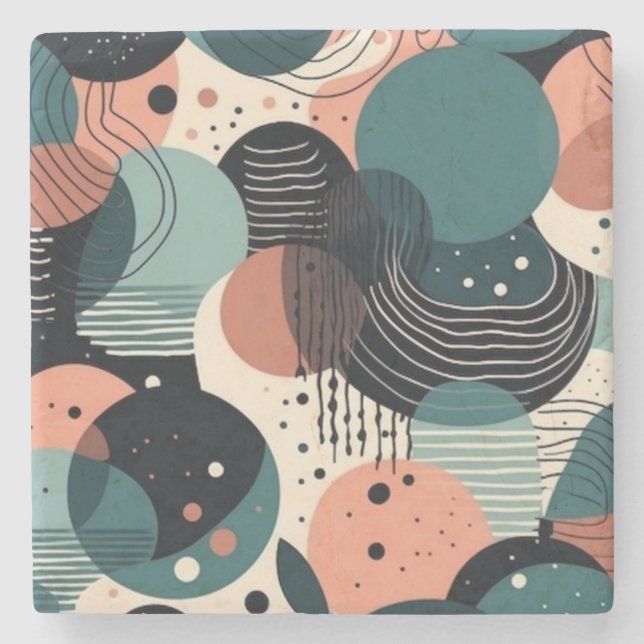 Minimal Abstrakt Sömlös Mönster - Geometrisk (8) Stenunderlägg (Framsidan)