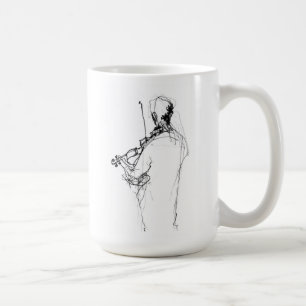 Minimal Abstrakt Violin Player-skiss Kaffemugg