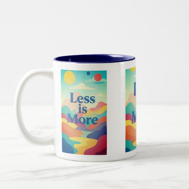 Minimal Aesthetic Quote Print – “Less is More” Två-Tonad Mugg (Vänster)