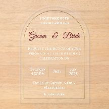 Minimal akrylisk bröllopsinbjudan.