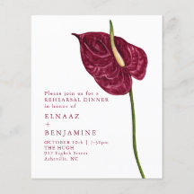 Minimal akvarell Anthurium Bröllopsprogram