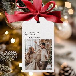 Minimal All Is Calm All Is Bright Christmas Photo  Presentetikett