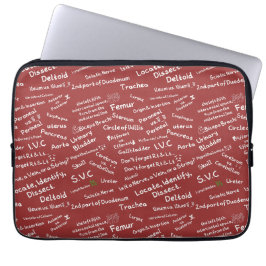 Minimal Anatomical Doodle Pattern Medical Laptop  Fodral