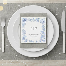 Minimal and Chic Blue Elegant Floral Pappersservett