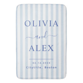 Minimal and Chic Blue French Personalized Wedding Badrumsmatta