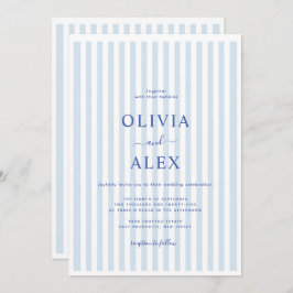 Minimal and Chic Blue French Personalized Wedding  Inbjudningar