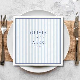 Minimal and Chic Blue French Personalized Wedding  Pappersservett