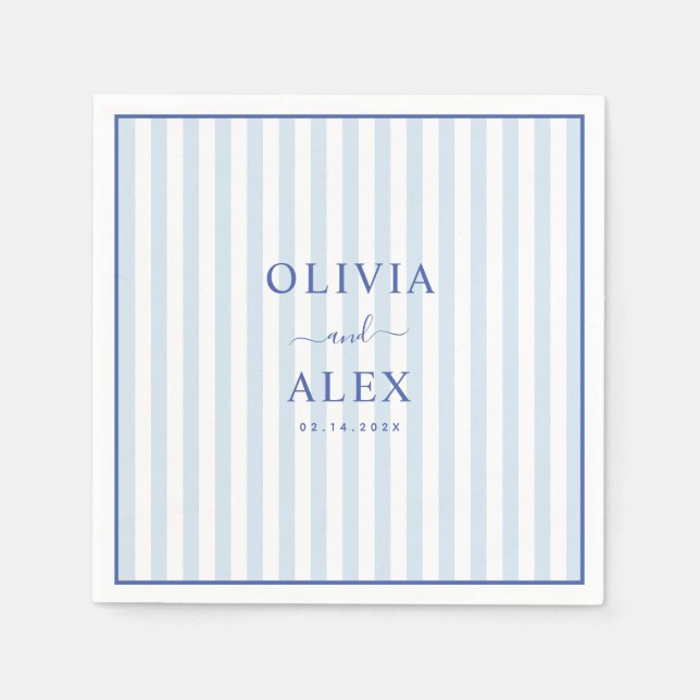 Minimal and Chic Blue French Personalized Wedding  Pappersservett (Framsidan)