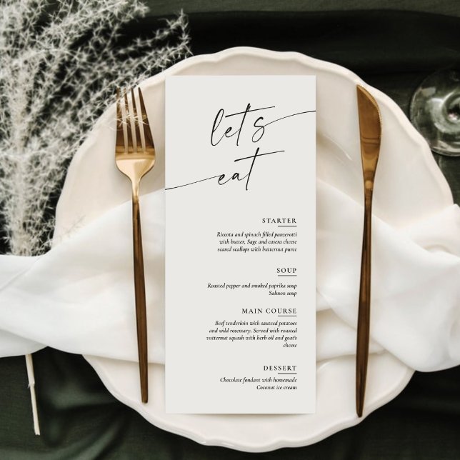 Minimal and Chic Calligraphy Dinner Wedding Meny (Skapare uppladdad)