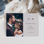 Minimal and Chic | Gray and Black Photo Wedding Tack Kort<br><div class="desc">These elegant,  modern light gray wedding thank you cards feature a simple black text design that exudes minimalist style,  with two of your favorite personal photos. Add your initials or monogram to make them completely your own.</div>