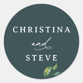 Minimal and Chic Green Wedding Runt Klistermärke