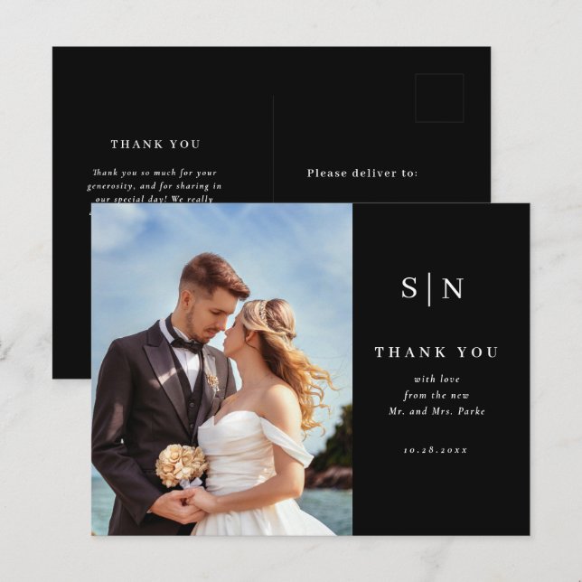 Minimal and Chic | Photo Wedding Thank You Vykort (Fram/baksida)