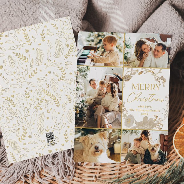 Minimal andningsfoto för Blommigt i Guld Julkort (Skapare uppladdad)