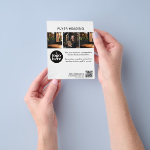 Minimal anpassad logotyp QR-kod Restaurang Flygblad