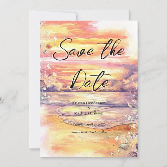 Minimal anpassningsbar Beach Wedding Spara Datumet (Framsida)