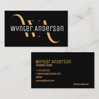 Minimal Anpassningsbar för Monogram Modern Black G Visitkort