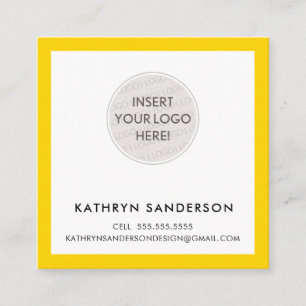 MINIMAL ANPASSNINGSBAR LOGOTYP modern chic fet gul Fyrkantigt Visitkort